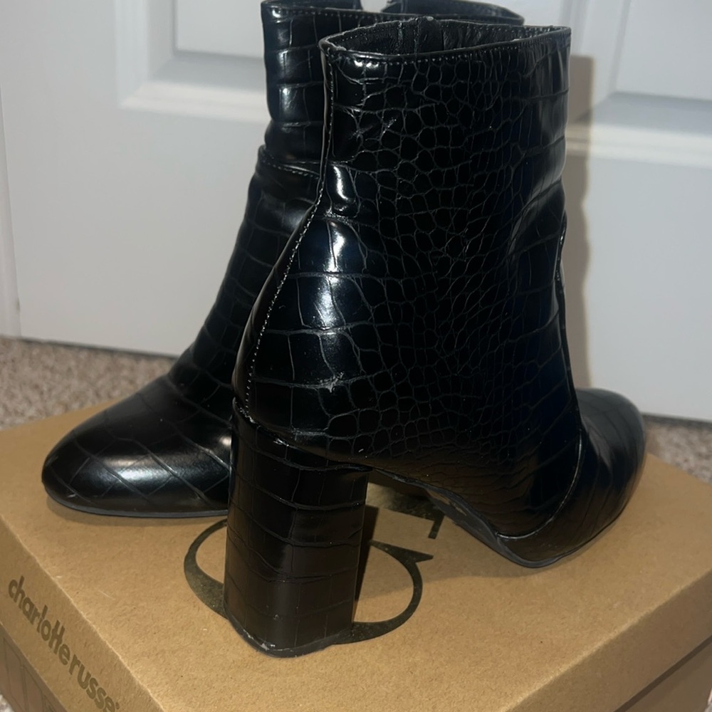 Leather Snake Print Booties